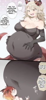 The dragon girl swallows all the adventurers whole in a swollen belly samesize vore comic : página 5